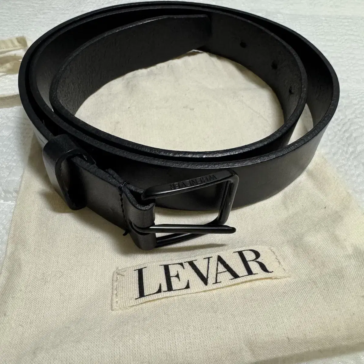 르바 스퀘어 레더 가죽 벨트 블랙 levar leather belt